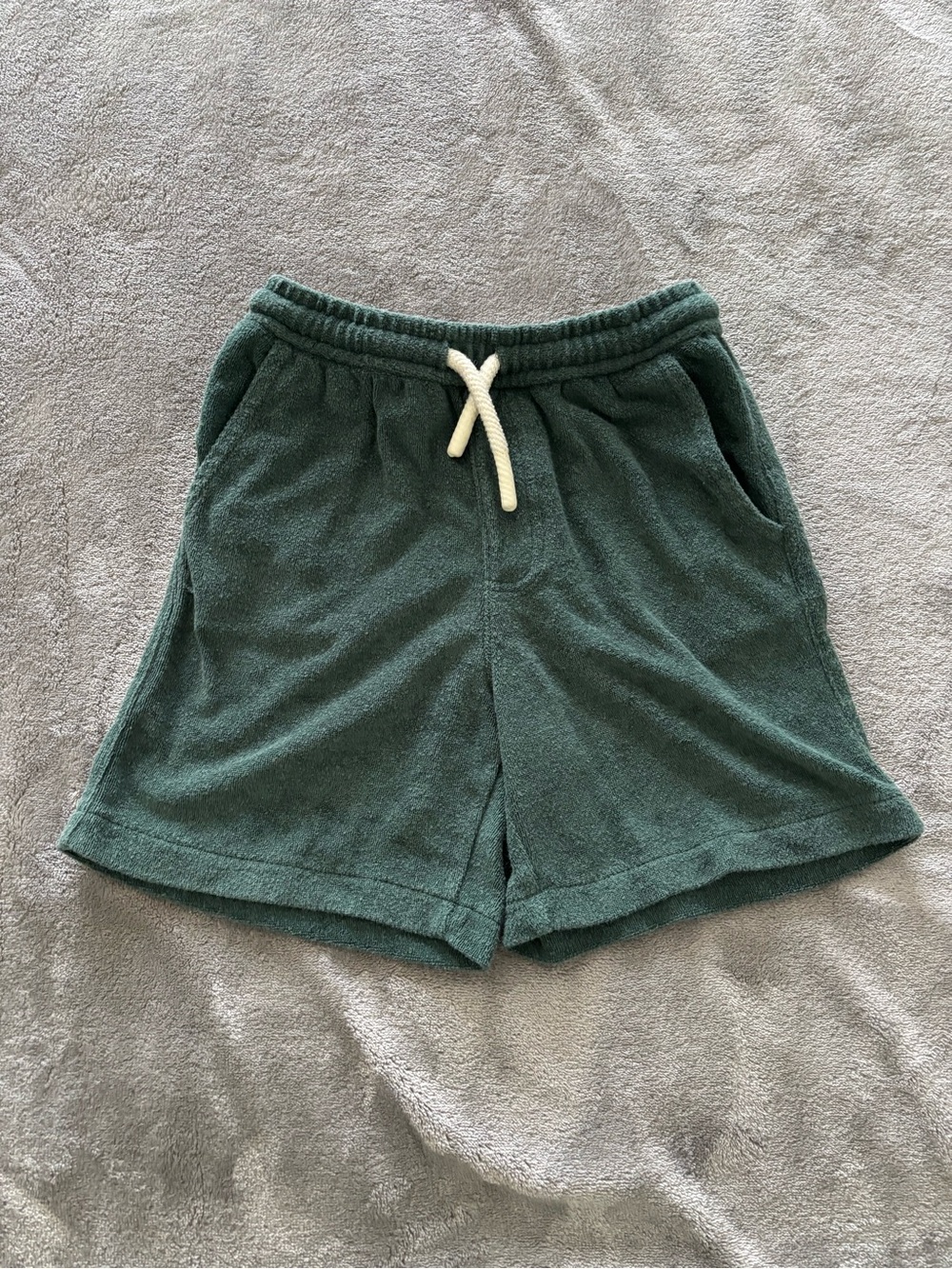 Boys Zara Dark Green Terry Shorts with Elastic Waist - Size 6